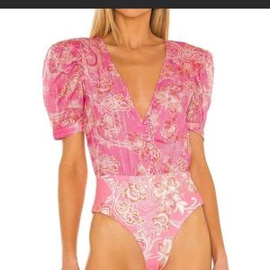 HEMANT & NANDITA Vibrant Pink Floral Bodysuit
